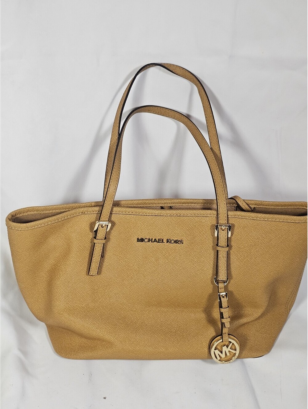 Michael Kors Jet Set Travel Medium Saffiano Leather Tote Bag – Luggage Brown